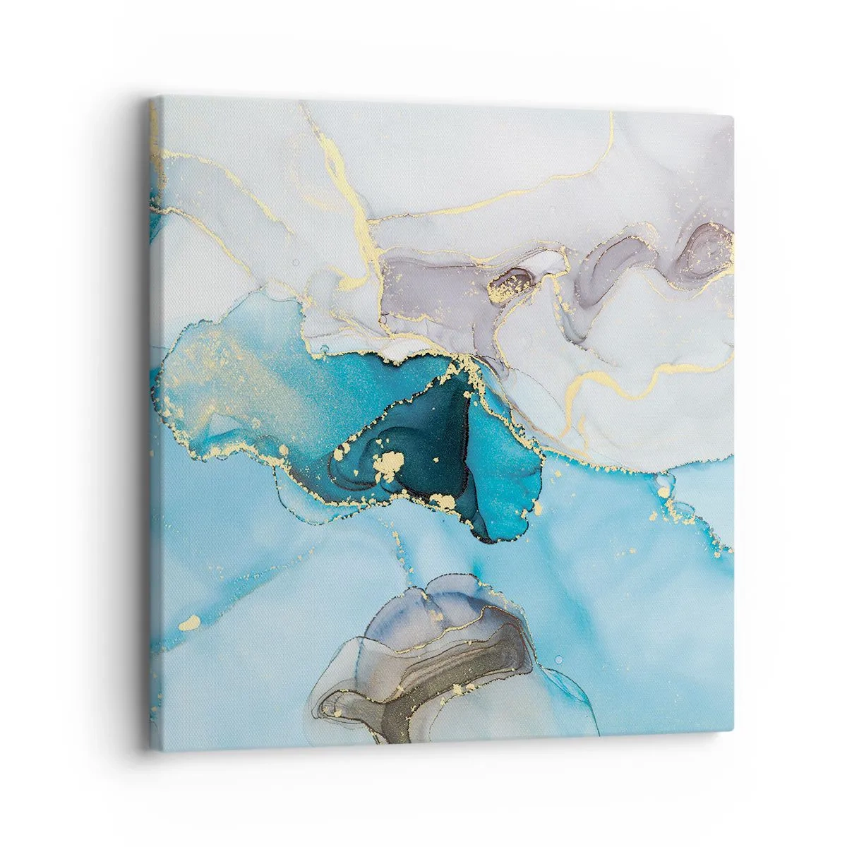 Schilderen op canvas - Een studie van de ontmoeting van grijs en turkoois - 30x30 cm