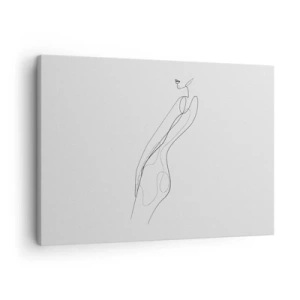 Schilderen op canvas - Een minimalistische lijn die een silhouet laat zien tegen een lichte achtergrond - 70x50cm - Gewoon een belofte - Moderne wanddecoratie voor woonkamer en slaapkamer ARTTOR