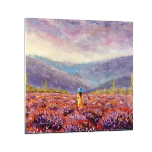 Schilderen op glas - In een lavendelwereld - 30x30 cm