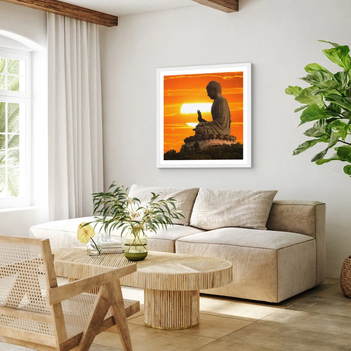 Poster in een witte lijst - Geen angst voor de wereld - 60x60 cm