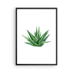 Poster in een zwarte lijst - Minimalistische illustratie van een groene plant - 50x70cm - Groen – kracht – leven - Moderne wanddecoratie voor woonkamer en slaapkamer ARTTOR