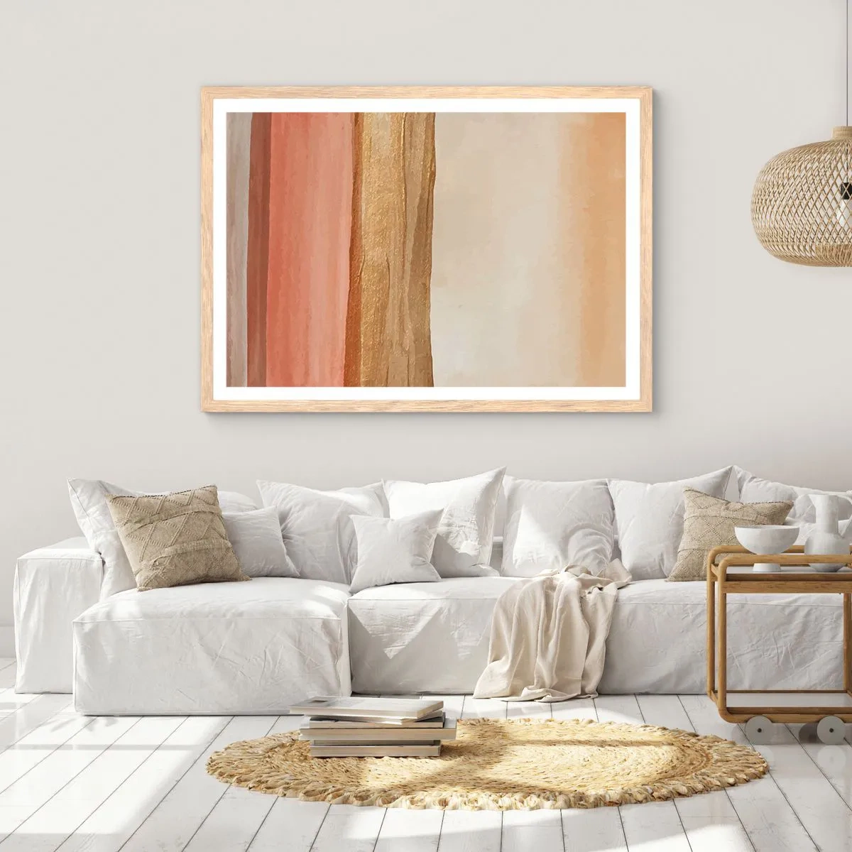 Een poster in een licht eiken lijst - Verticale compositie - 100x70 cm