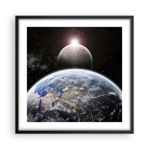 Poster in een zwarte lijst - Kosmisch landschap - zonsopgang - 50x50 cm
