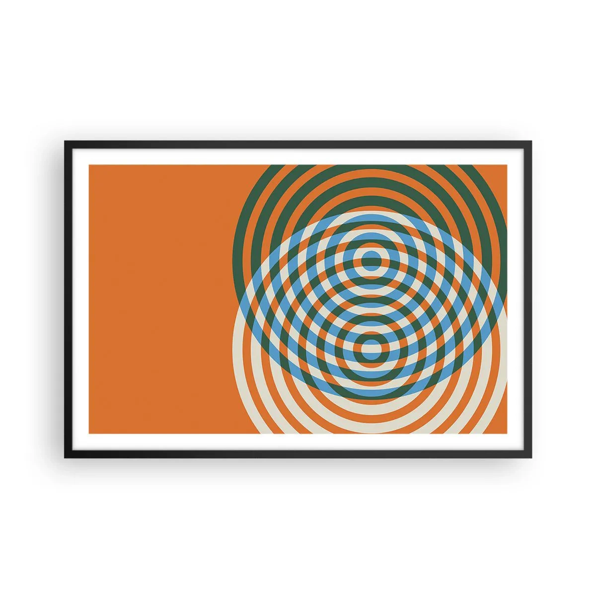 Poster in een zwarte lijst - Abstracte circulaire variatie - 91x61 cm