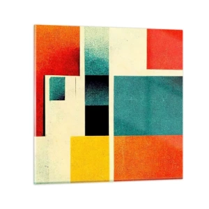 Schilderen op glas - Geometrische abstractie – goede energie - 50x50 cm