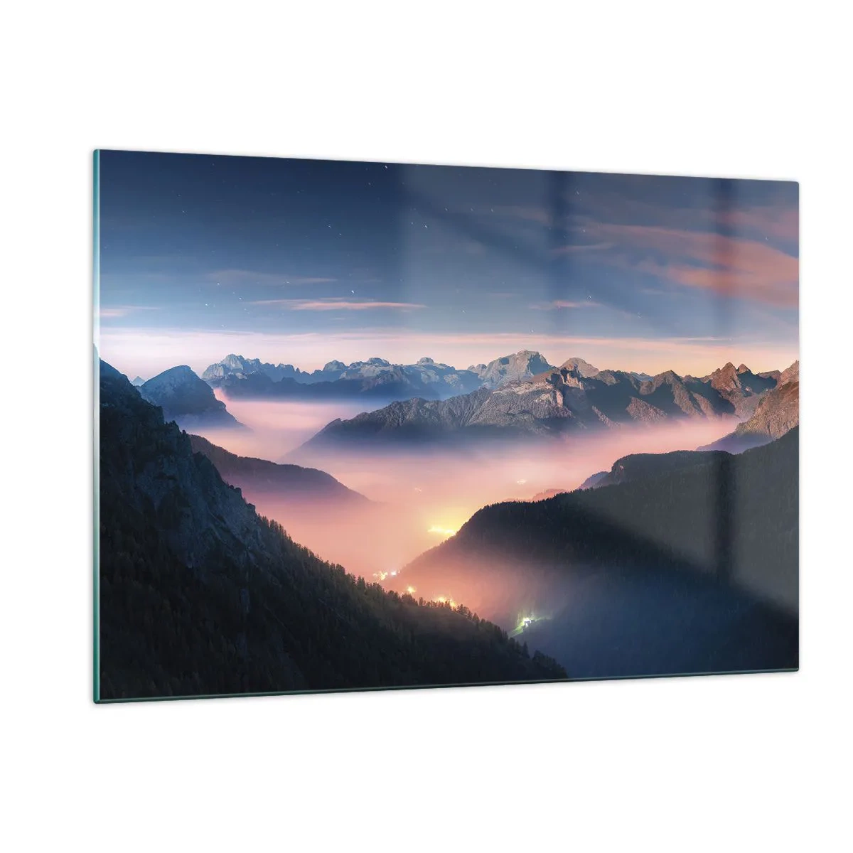 Schilderen op glas - Licht in de dalen - 120x80 cm