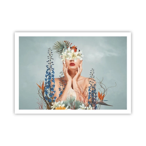 Poster - Vrouw - bloem - 100x70 cm