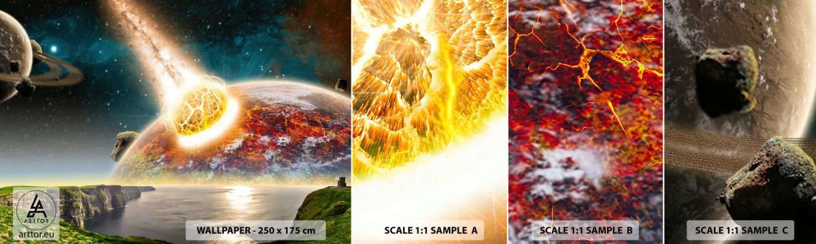 Fotobehang Staaltje Standard Eco - Kosmisch drama - Abstractie, Landschap, Kosmos - 100x30 cm