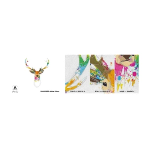 Fotobehang Monster Premium Canvas - Een zacht hert badend in kleur - Abstractie, Dieren, Hert - 100x30 cm