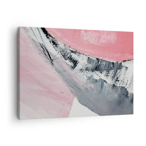 Schilderen op canvas - Een abstracte compositie in tinten roze en grijs. - 70x50cm - Bijpassende compositie - Moderne wanddecoratie voor woonkamer en slaapkamer ARTTOR