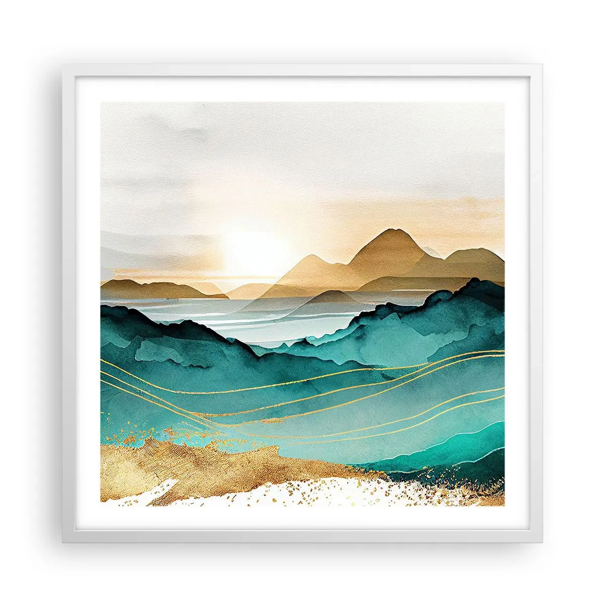 Poster in een witte lijst - Op de rand van abstractie – landschap - 60x60 cm