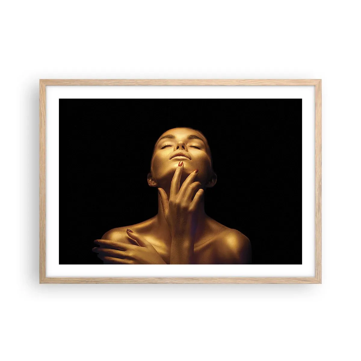 Een poster in een licht eiken lijst - Als gouden zijde - 70x50 cm