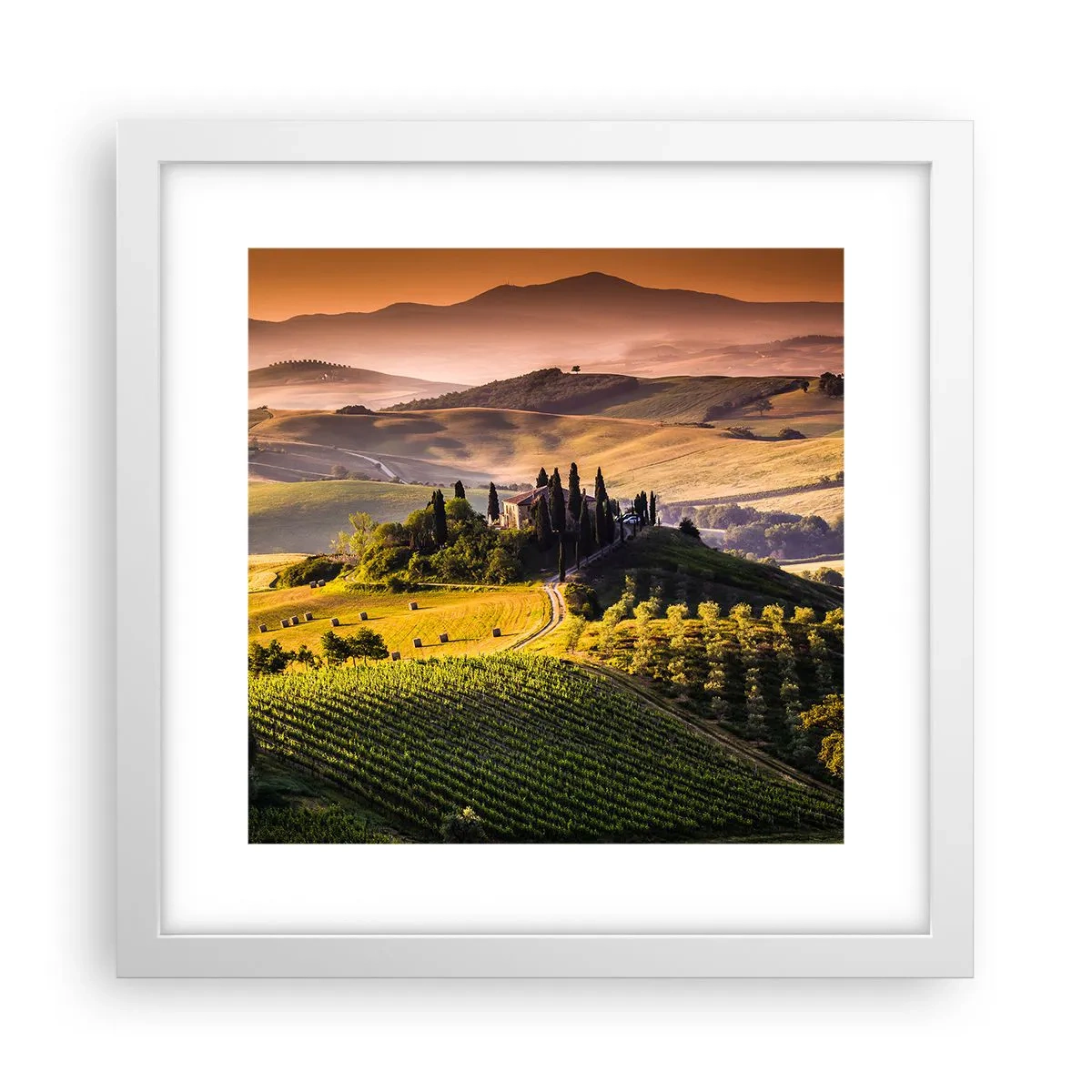 Poster in een witte lijst - Arcadia - het Toscaanse landschap - 30x30 cm