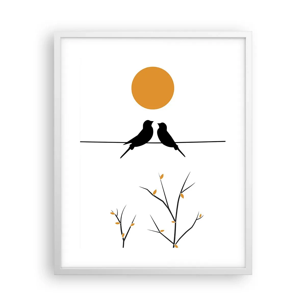 Poster in een witte lijst - Nachtegalen avond - 40x50 cm