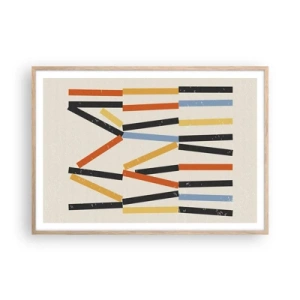 Een poster in een licht eiken lijst - Compositie op goed niveau - 100x70 cm