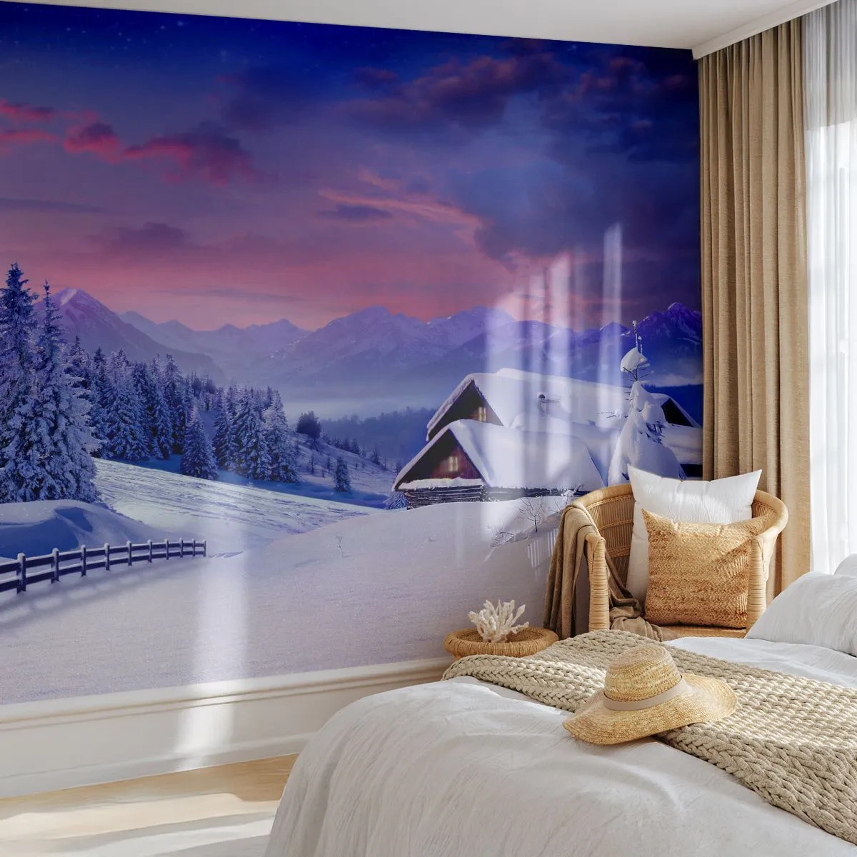 Fotobehang Premium Canvas - Stille nacht - Landschap, Winter, Alpen - 250x175 cm