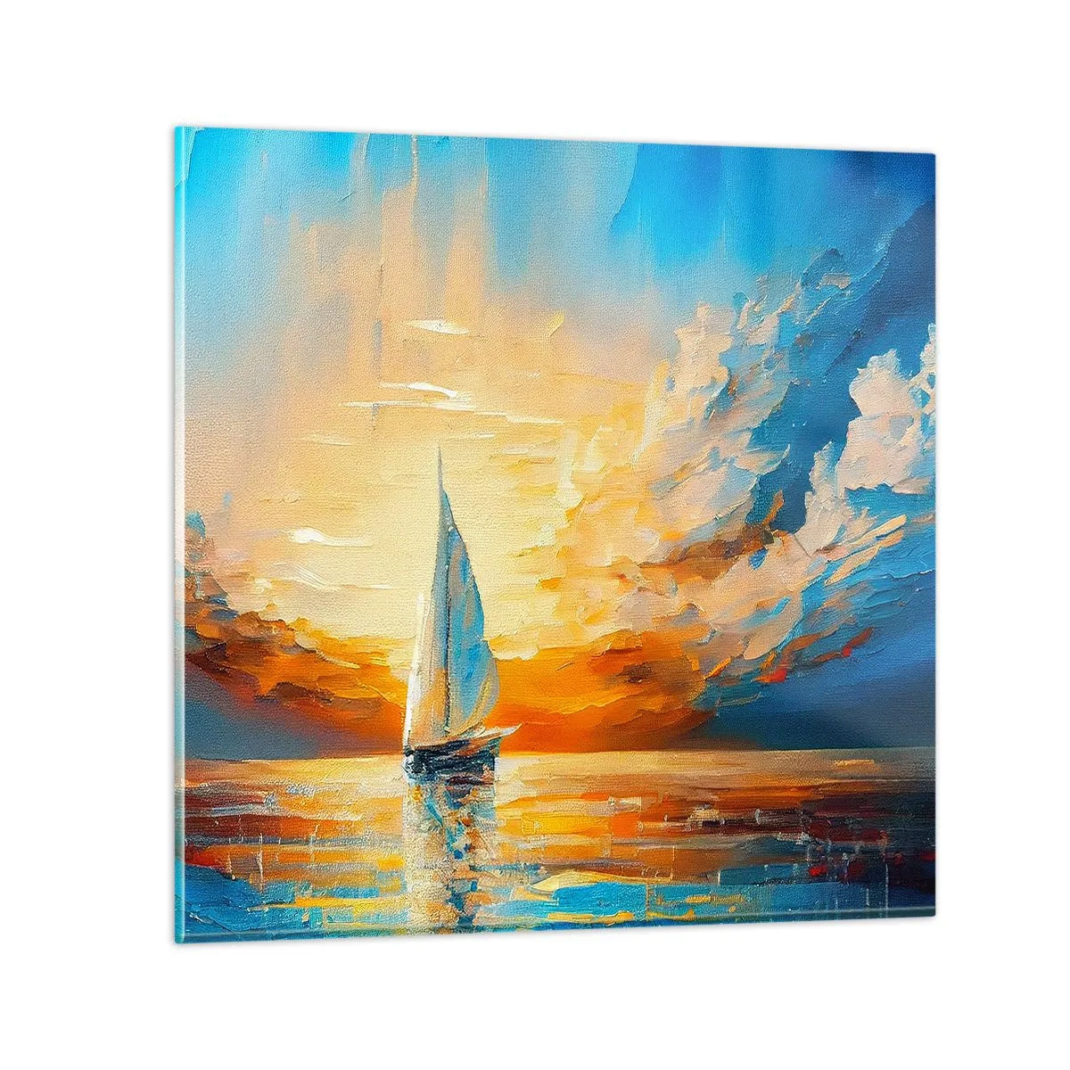 Schilderen op glas - Zeilen in goud - 30x30 cm