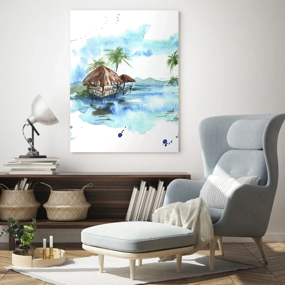 Schilderen op glas - Ergens in de Stille Oceaan - 50x70 cm