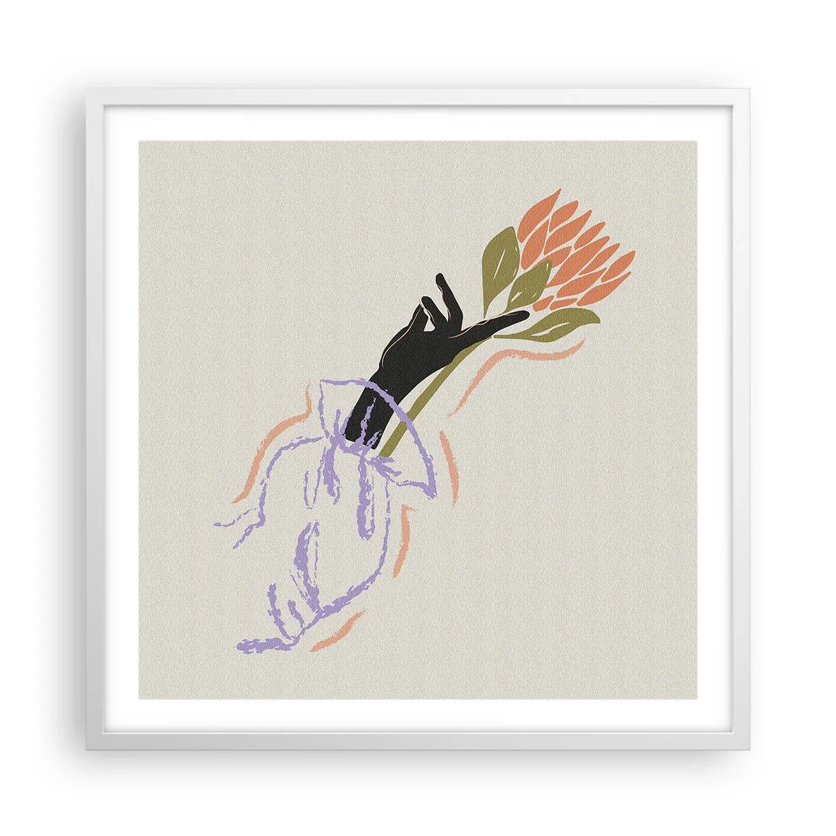Poster in een witte lijst - Zusterlijke aanraking - 60x60 cm