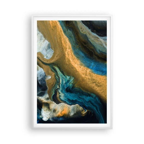 Poster in een witte lijst - Blauw - geel - wederzijdse invloeden - 70x100 cm