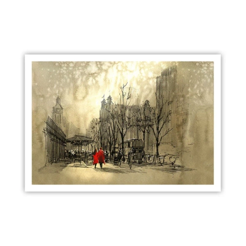 Poster - Een date in de Londense mist - 100x70 cm