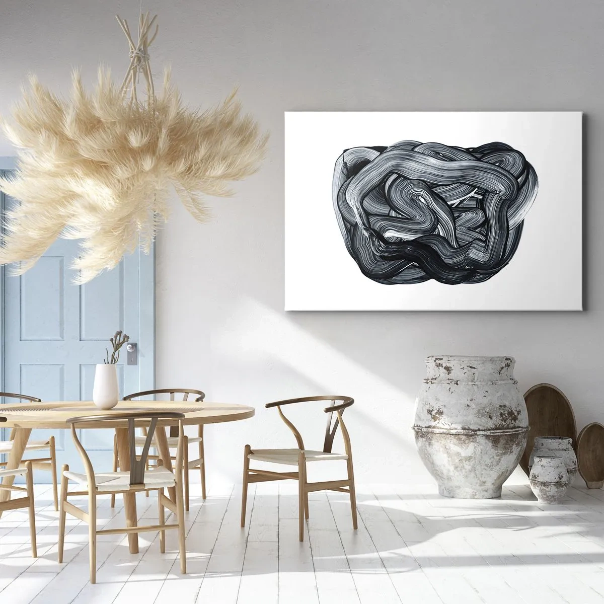 Schilderen op canvas - Abstracte compositie in grijstinten - 70x50cm - Het is niet zo eenvoudig - Moderne wanddecoratie voor woonkamer en slaapkamer ARTTOR