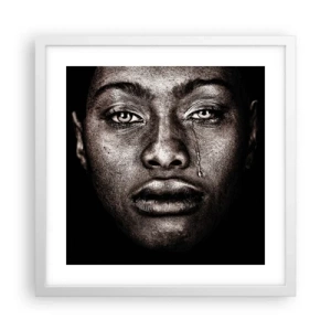 Poster in een witte lijst - een traan - 40x40 cm