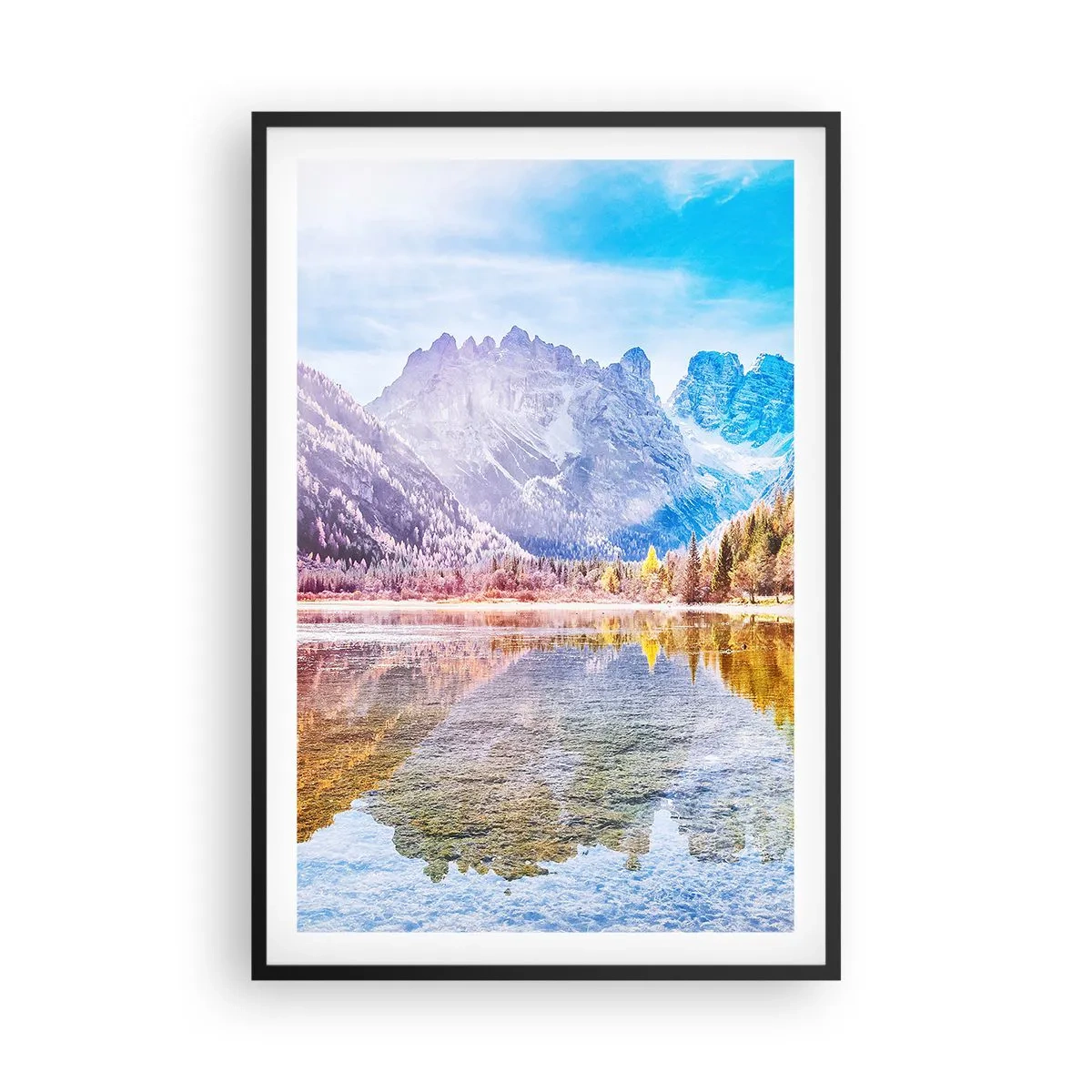 Poster in een zwarte lijst - En het is al herfst in de bergen - 61x91 cm