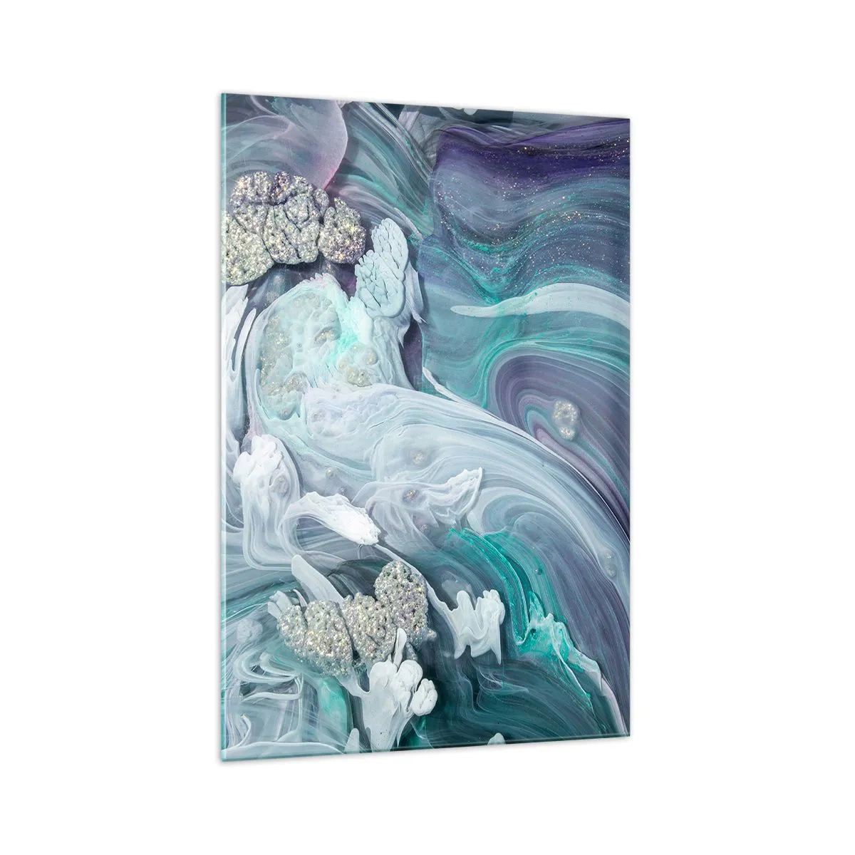 Schilderen op glas - Stromingen van hemelsblauw - 70x100 cm
