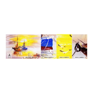 Fotobehang Staaltje Standard Eco - Een welverdiende rust in de haven - Vissersboot, Vissen, Vogels - 100x30 cm