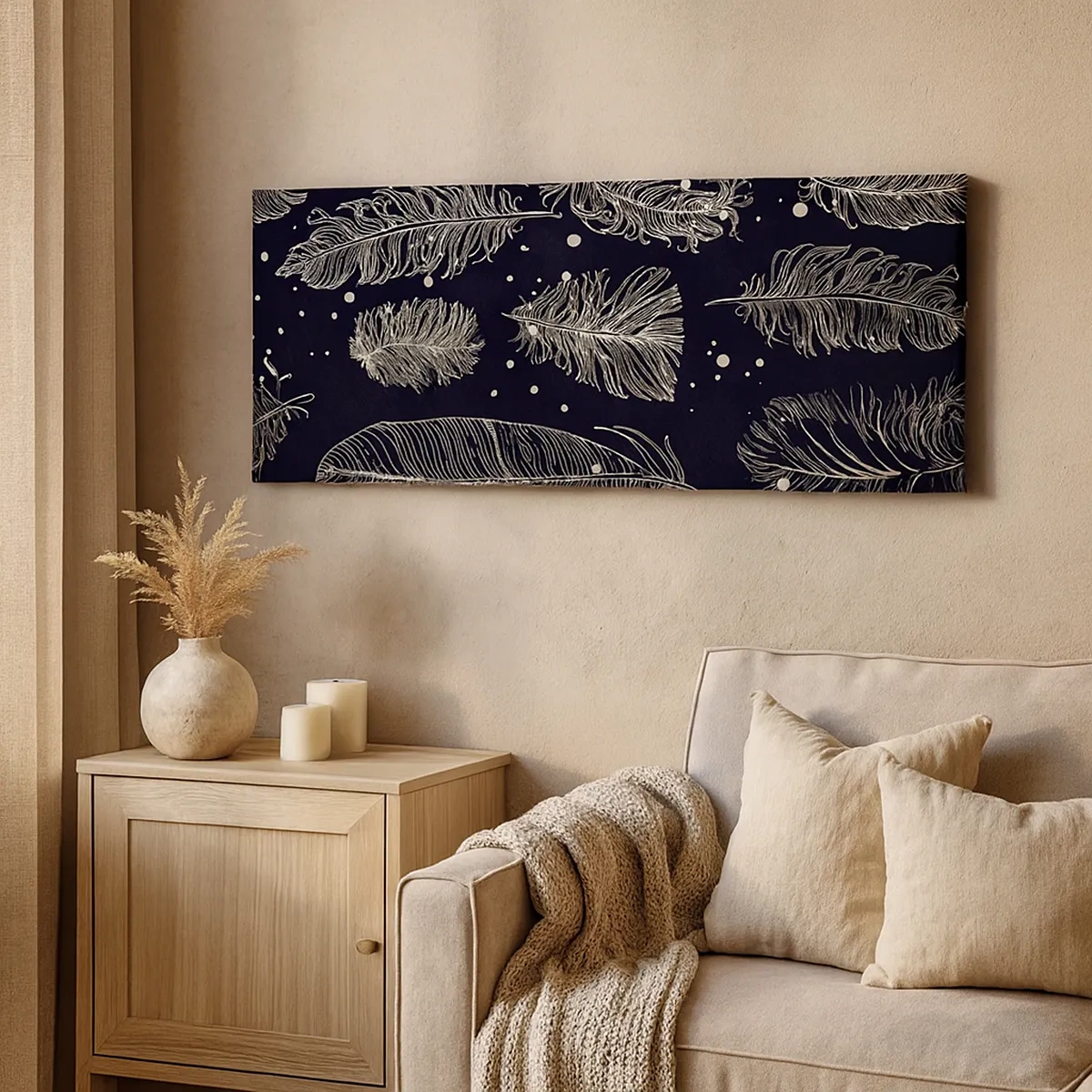 Schilderen op canvas - Gevederde kant - 30x30 cm