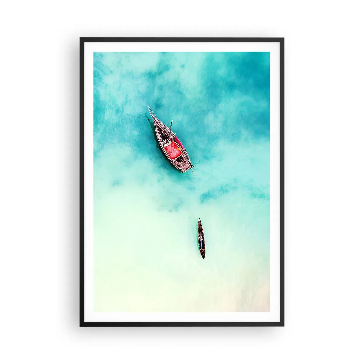 Poster in een zwarte lijst - Want op de stranden van Zanzibar, wanneer het teveel aan water ... - 70x100 cm