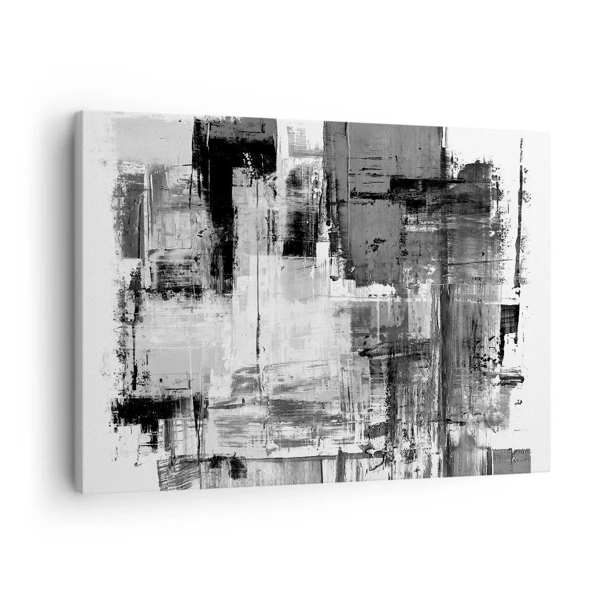 Schilderen op canvas - Abstracte compositie in zwart, wit en grijs - 70x50cm - Grijs is prachtig - Moderne wanddecoratie voor woonkamer en slaapkamer ARTTOR
