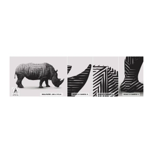 Fotobehang Monster Zelfklevend Deluxe Sticker - Geometrische schoonheid van de natuur - Dieren, Neushoorn, Grafisch - 100x30 cm