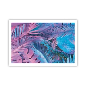 Poster - Tropen in roze en blauw - 91x61 cm