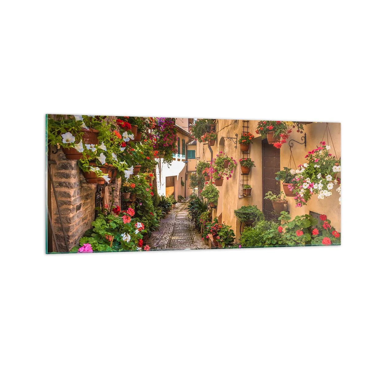 Schilderen op glas - Italiaans zijstraatje - 100x40 cm