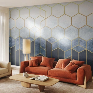 Fotobehang Premium Sand - Compositie in een gesyncopeerd ritme - Abstractie, Deel, Zeshoek - 400x280 cm