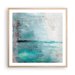 Een poster in een licht eiken lijst - Horizontaal in blauw - 60x60 cm