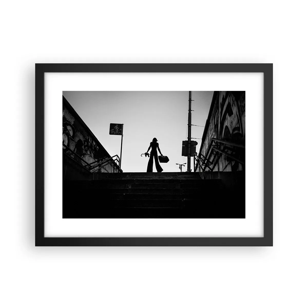 Poster in een zwarte lijst - Stedelijk dwalen - 40x30 cm