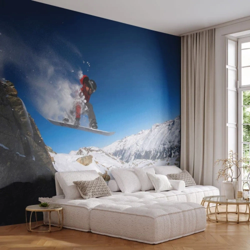 Fotobehang Premium Canvas - En je werd een deel van de ruimte - Landschap, Snowboarden, Sport - 500x350 cm