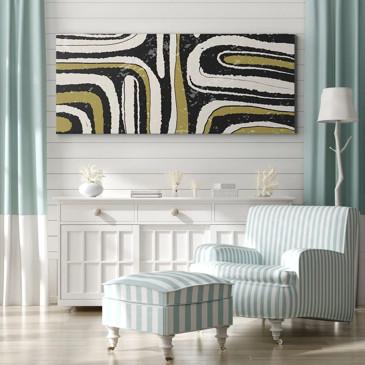 Schilderen op canvas - Compositie: wegen en steegjes - 120x50 cm