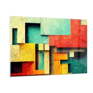 Schilderen op glas - Festival van rechte hoeken - 120x80 cm