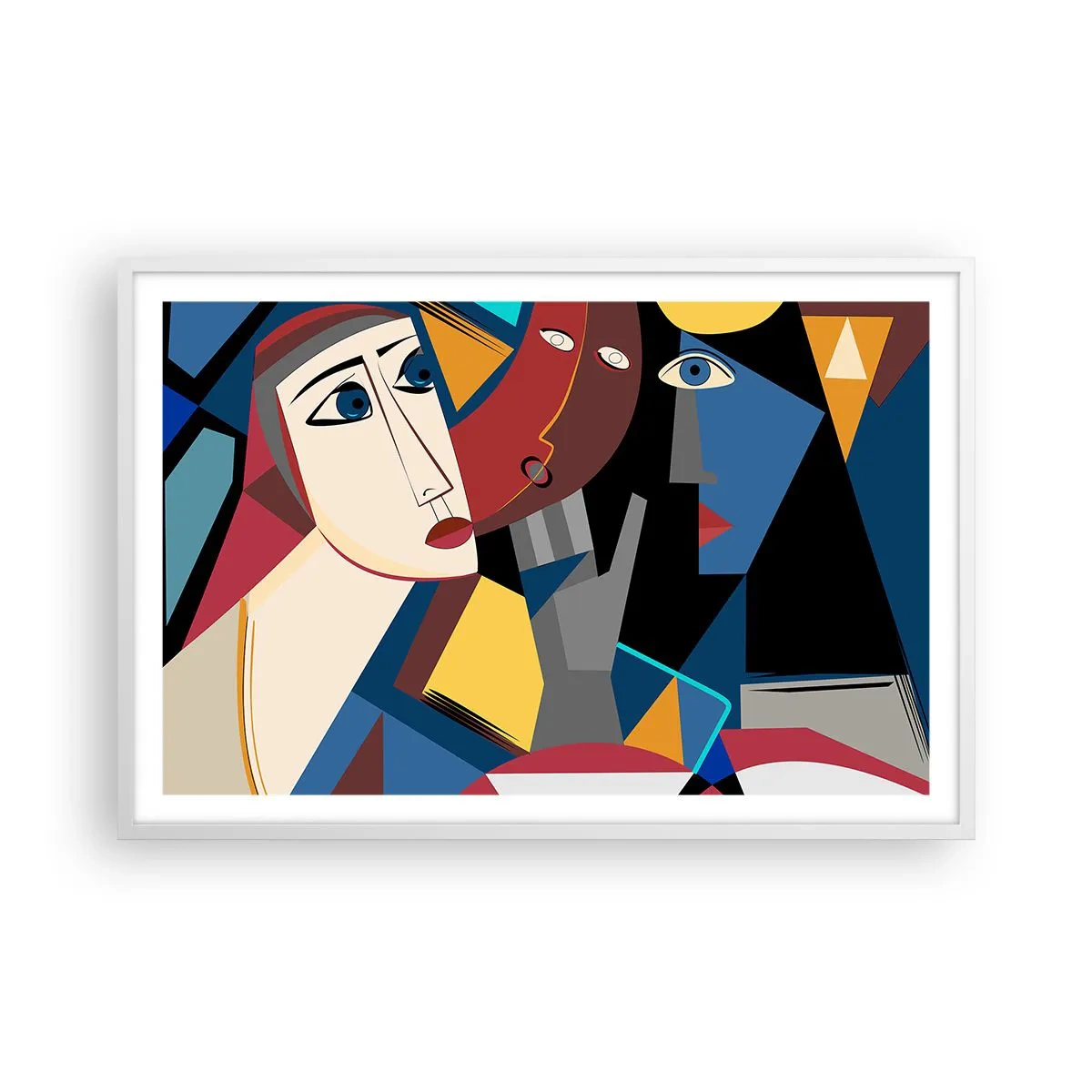 Poster in een witte lijst - Een gesprek tussen kubisten - 91x61 cm