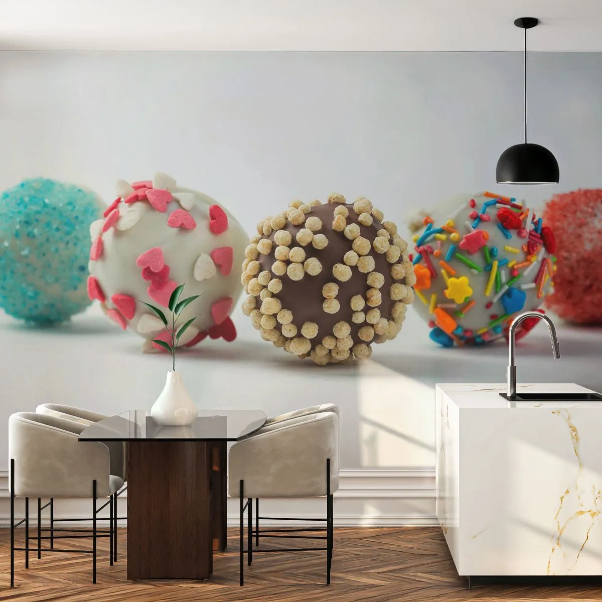 Fotobehang Premium Canvas - Het leven kan zoet zijn - Snoepgoed, Snoepjes, Kleurrijke lollies - 250x175 cm