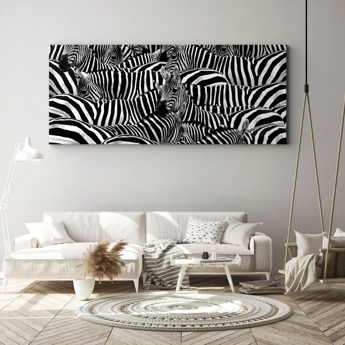 Schilderen op canvas - Groepsportret met strepen - 90x30 cm