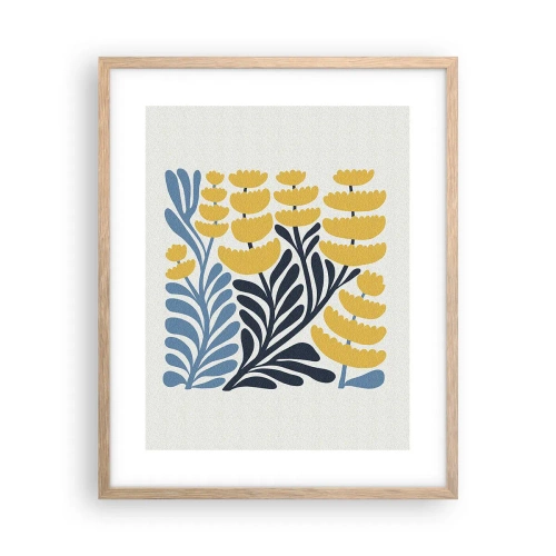 Een poster in een licht eiken lijst - Zonnig bloembed - 40x50 cm