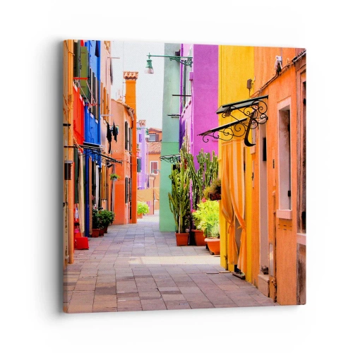 Schilderen op canvas - Regenboogsteeg - 40x40 cm