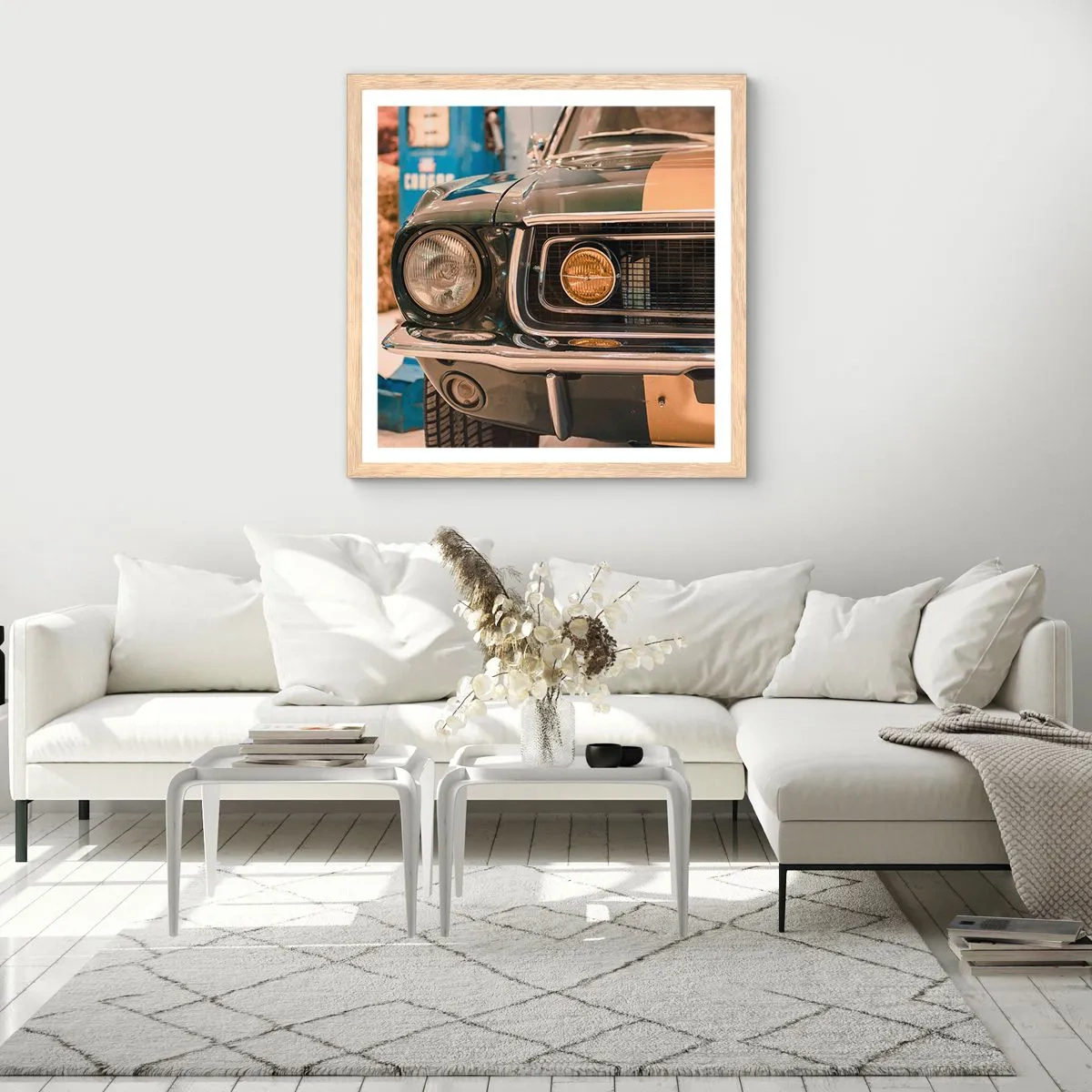 Een poster in een licht eiken lijst - Ontmoeting met een legende - 50x50 cm