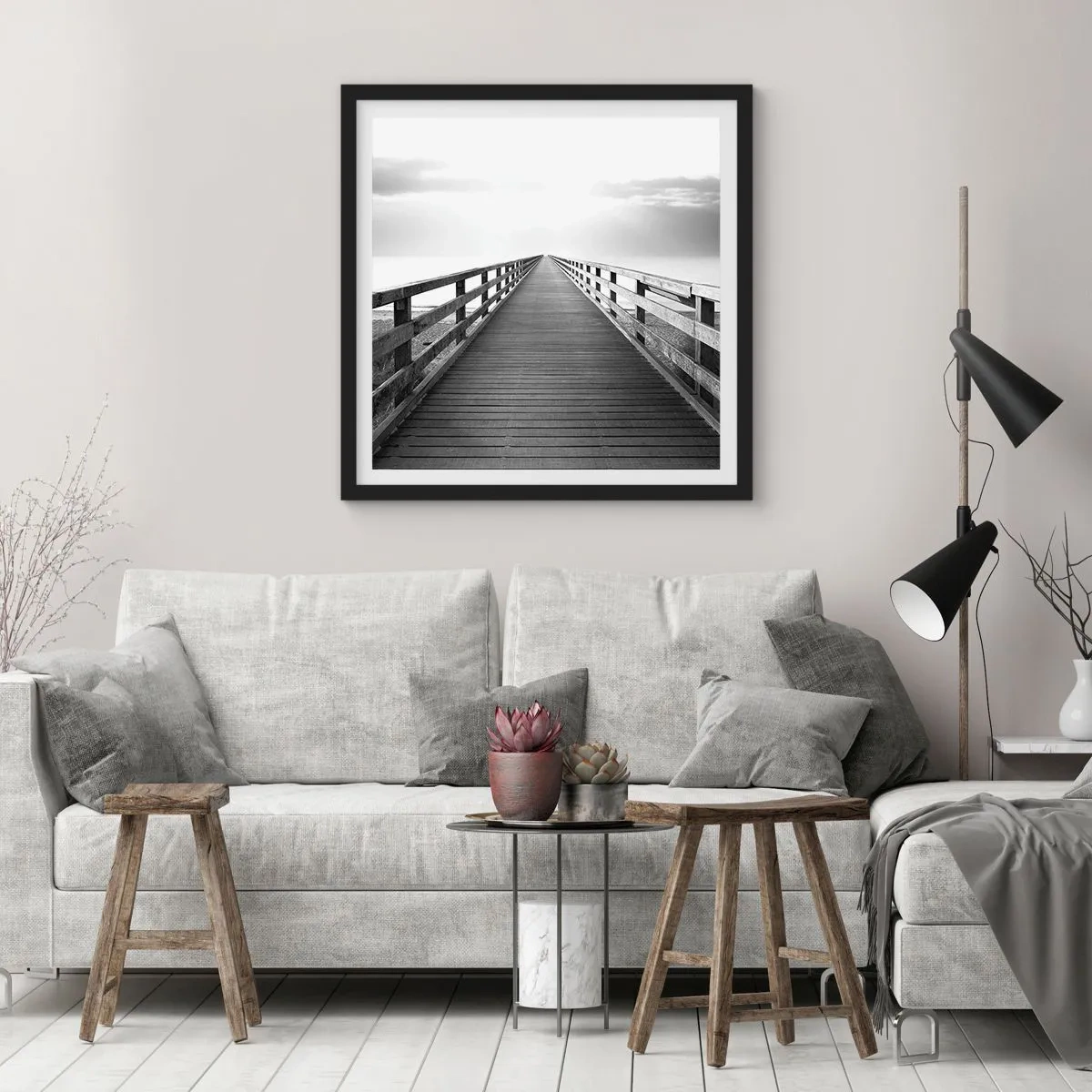 Poster in een zwarte lijst - In de verte ... - 30x30 cm