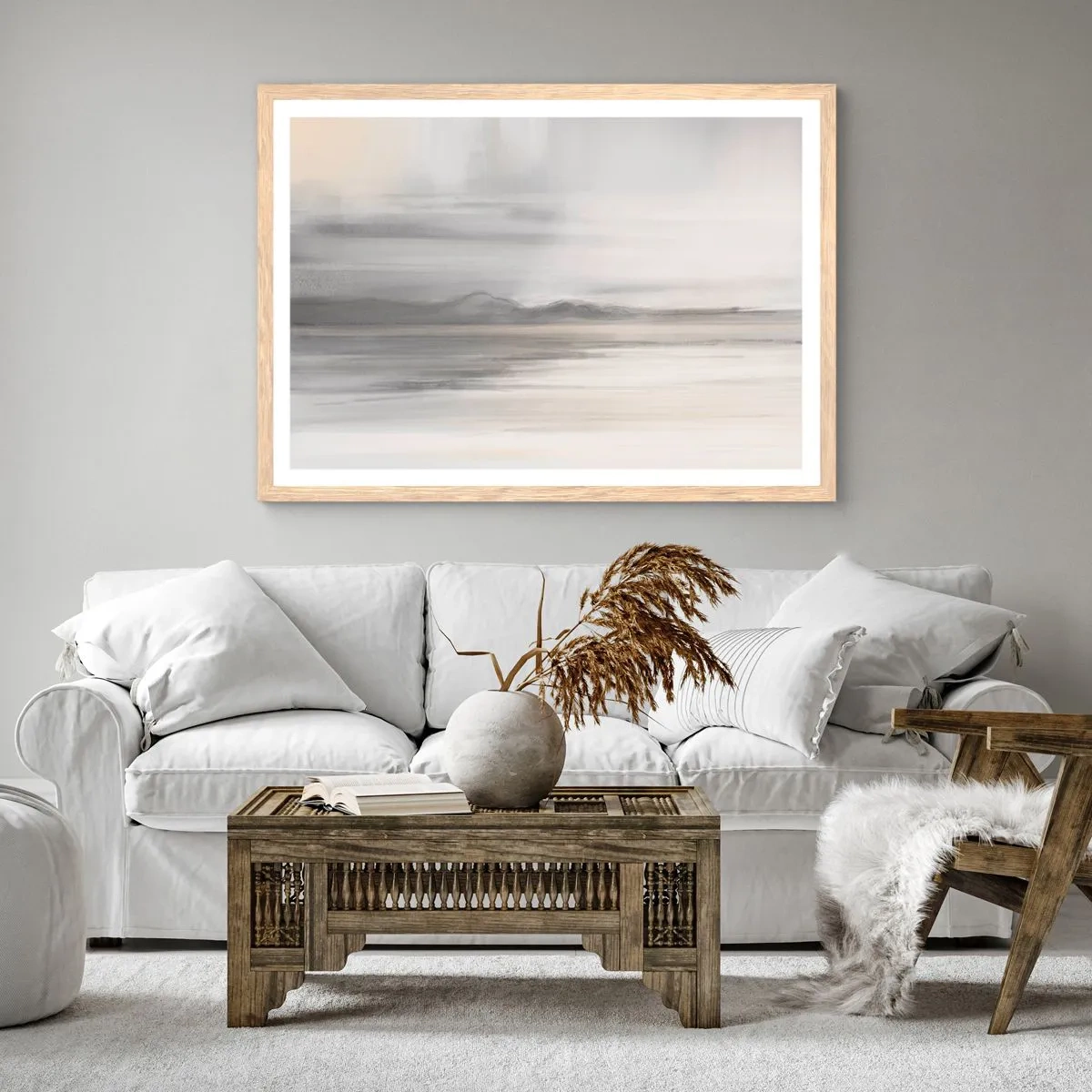 Een poster in een licht eiken lijst - Afstand in reflectie - 50x40 cm